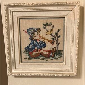 Petite Point Needlepoint Art in Frame